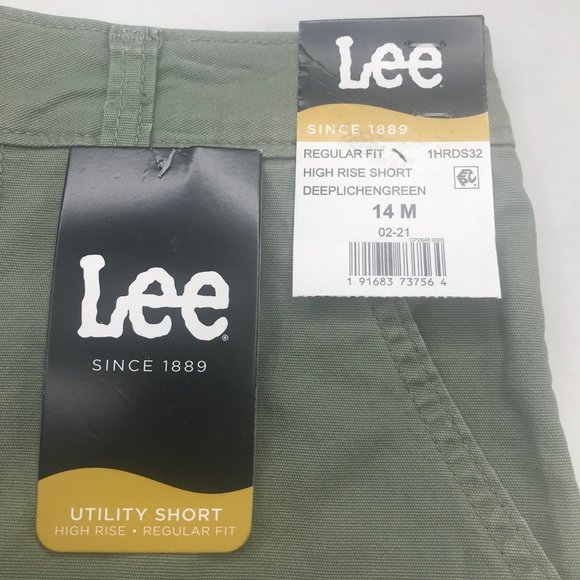 Lee Women's 14M Hi-Rise Regular Fit Deeplichengreen Utility Short New With Tags - Picture 3 of 13